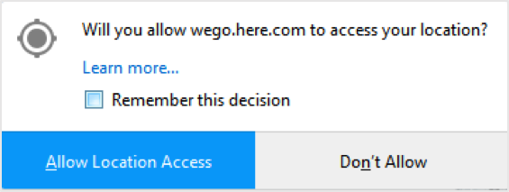 Geolocation access prompt